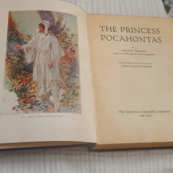 ANTIQUE 1927 PRINCESS POCAHONTAS Hardcover VIRGINIA WATSON vintage - Picture 3 of 15